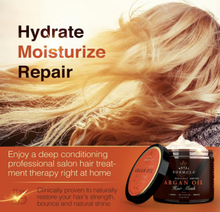 Load image into Gallery viewer, Argan Oil Hair Mask, 100% ORGANIC Argan & Almond Oils - Deep Conditioner, Hydrating Hair Treatment Therapy, Repair Dry Damaged, Color Treated & Bleached Hair - Hydrates & Stimulates Hair Growth, 8 Oz